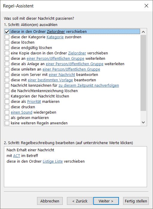 Outlook-Regel: E-Mail zu To-do