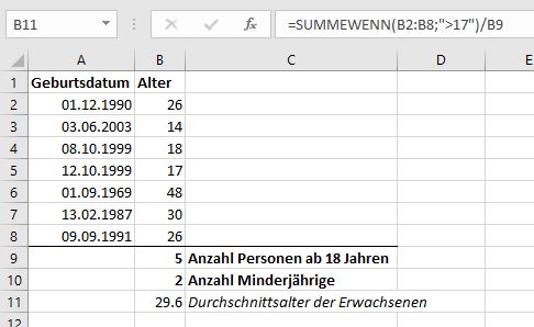 Excel-Funktionen SUMMEWENN und ZÄHLENWENN