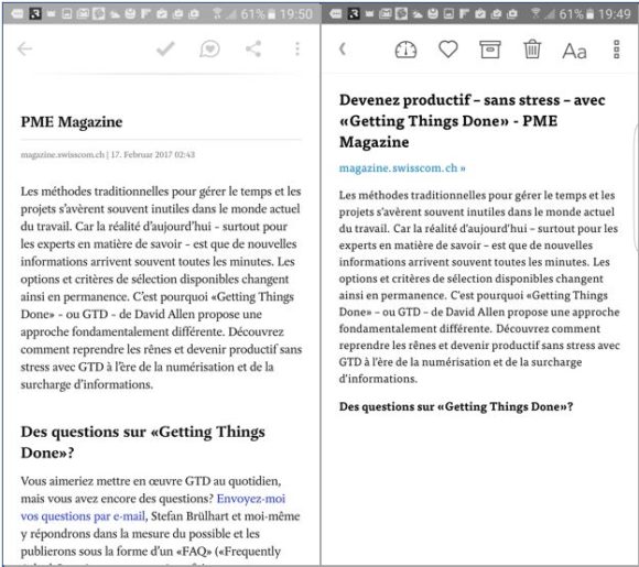 Pocket et Instapaper adaptent le format des articles en ligne à la lecture sur smartphones.