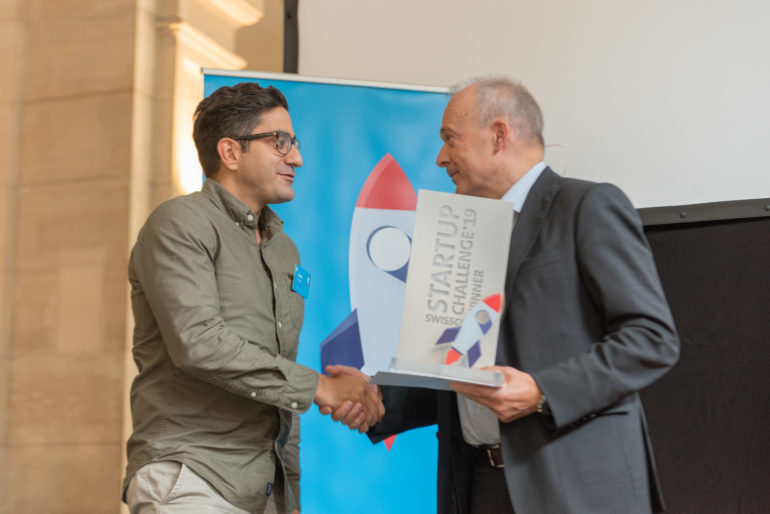 Karim Nemr, PXL Vision, with Swisscom CEO Urs Schaeppi.