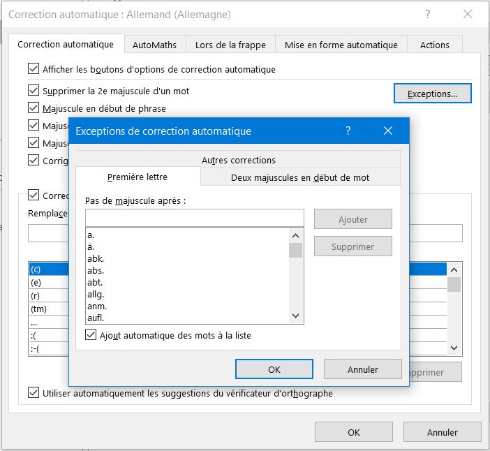 Astuces Office 365: correction automatique