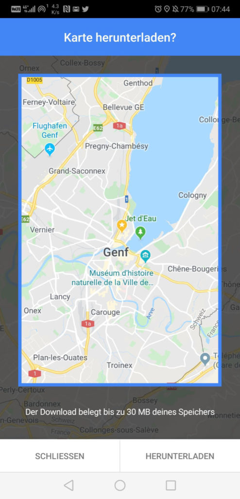 Google Maps Karte für offline speichern