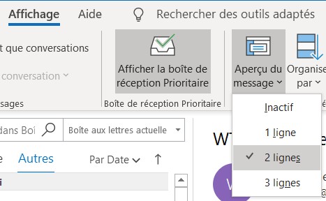 Outlook: aperçu des messages