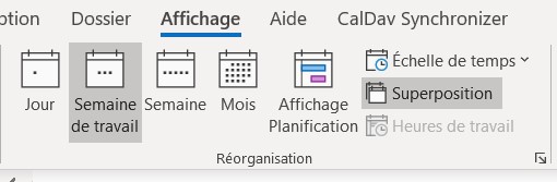 Outlook: superposer calendriers.