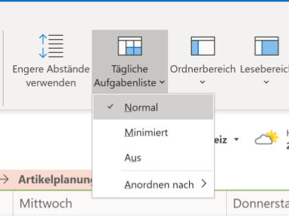 Outlook: Aufgaben im Kalender anzeigen