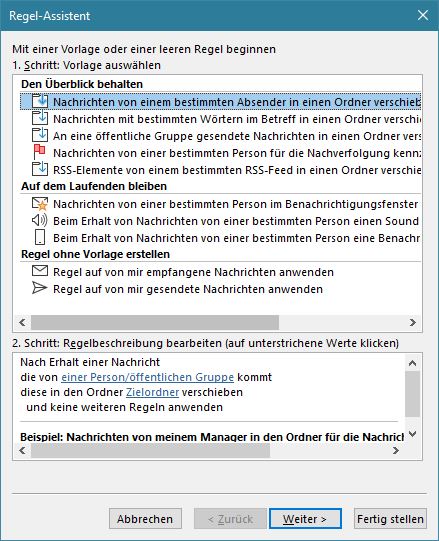 Outlook: Regel-Assistent