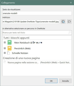 OneNote: inserire collegamenti