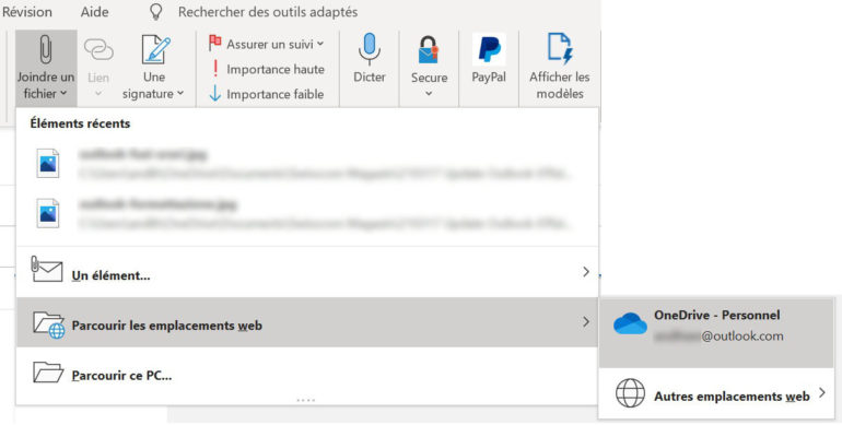 Envoyer un fichier sous forme de lien dans Outlook permet de réduire considérablement la taille de l’e-mail.