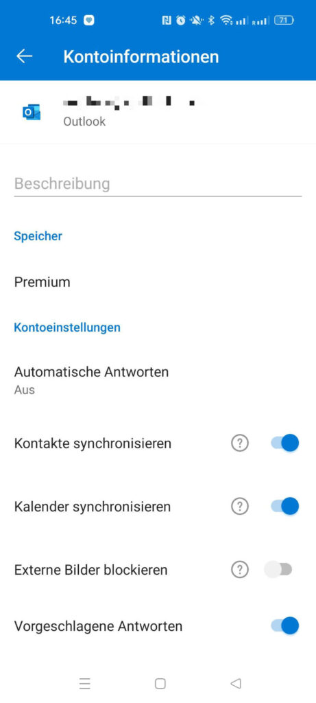 Über die Outlook-App unter Android geben Sie Exchange-Kalendereinträge und -Kontakte für andere Apps frei.